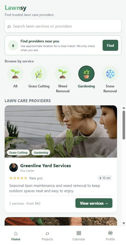 Homeowner browsing providers in the gardening category